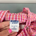 Load image into Gallery viewer, Vintage OshKosh B'gosh Pink Orange Plaid Flower Shortall 2T
