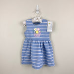 Load image into Gallery viewer, Florence Eiseman Stripe Knit Dress with Basket of Flowers Light Blue White 18 Months NWT
