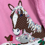 Load image into Gallery viewer, Mini Boden Animal Applique Cotton Tunic Top Formica Pink Horses 6-7
