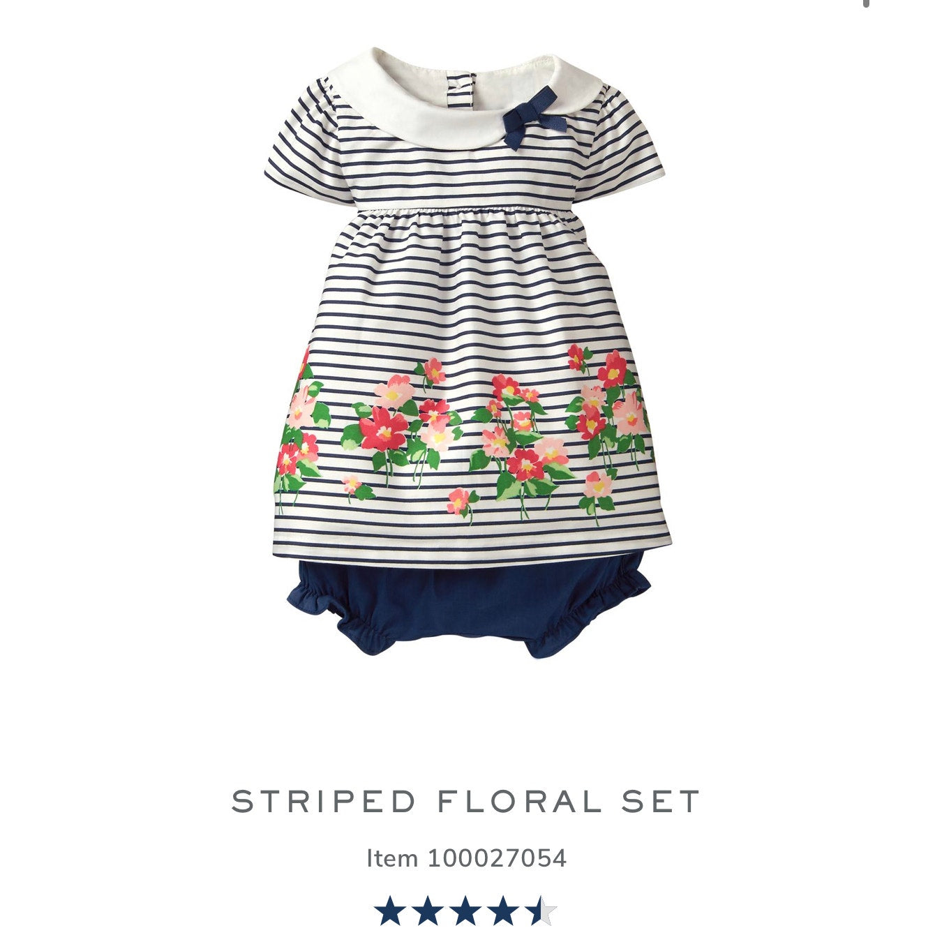 Janie and Jack Navy Striped Floral Set 0-3 Months