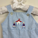 Load image into Gallery viewer, Vintage Blue Striped Guard House Overalls 0-3 Months
