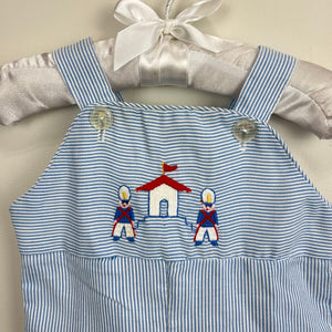 Vintage Blue Striped Guard House Overalls 0-3 Months