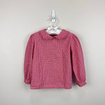 Load image into Gallery viewer, Little English Ruffled Peter Pan Blouse Red Gingham 4T
