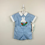 Load image into Gallery viewer, Vintage Jayne Copeland Blue Gingham Applique Bunny Romper Set 3T USA NWT
