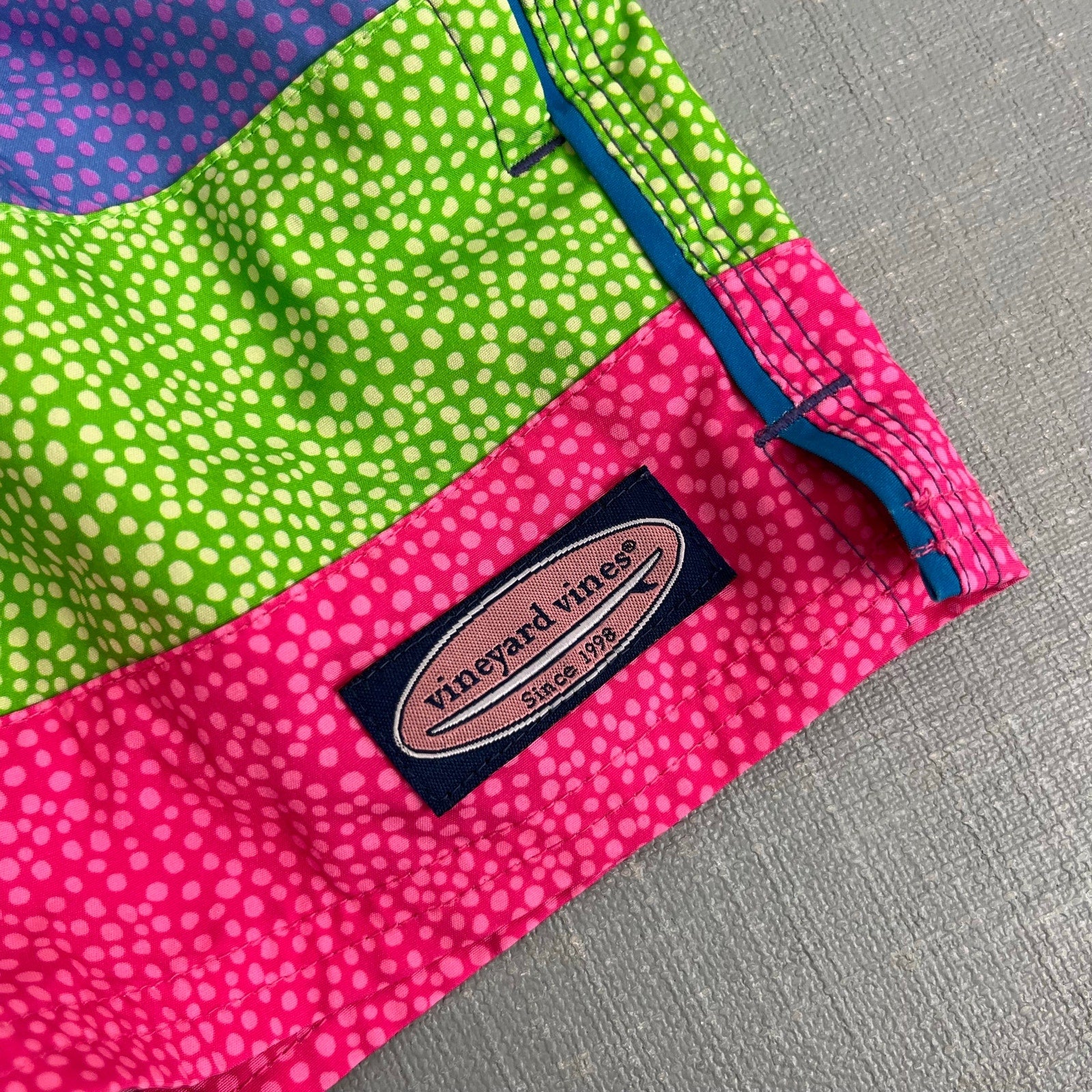 Vineyard Vines Boys Chappy Swim Trunks Neon Dots 4T