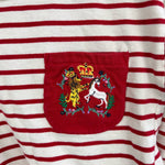 Load image into Gallery viewer, Mini Boden Long Sleeve Red Stripe Royal Crest Tee 8-9 Years
