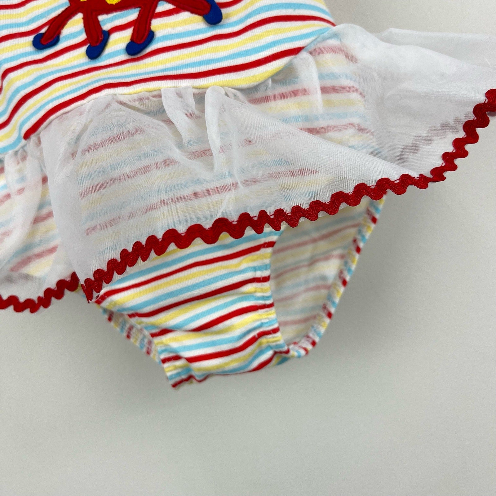 Big Fish by Sweet Potatoes Striped Circus Ruffle Bathing Suit 6 Months