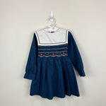 Load image into Gallery viewer, Vintage Winnie the Pooh Navy Blue Smocked Sailboat Dress 4T
