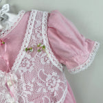 Load image into Gallery viewer, Vintage First In First Out Pink Lace Vest Romper 6-9 Months USA
