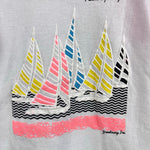 Load image into Gallery viewer, Vintage Breakaway White Pink Neon Puff Paint Sailboat T-Shirt M 6-8 USA

