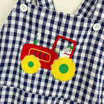 Load image into Gallery viewer, Kelly&#39;s Kids Plaid Puppy Tractor Shortall 5/6
