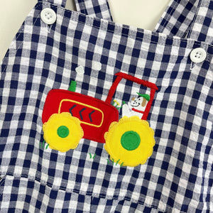 Kelly's Kids Plaid Puppy Tractor Shortall 5/6