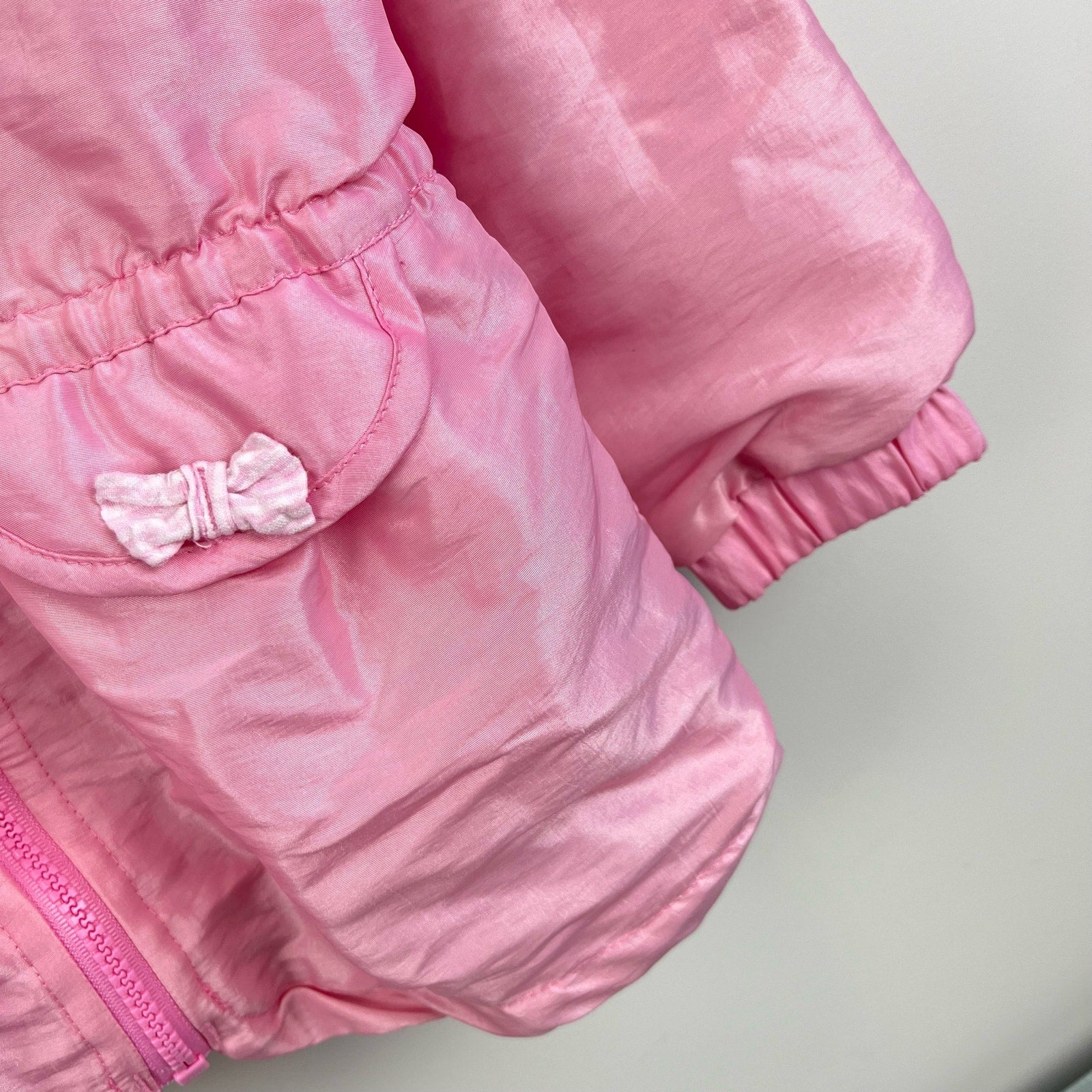 Vintage OshKosh B'gosh Pink Ruffle Bow Windbreaker Jacket Large 6