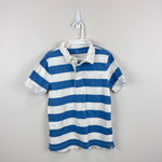 Load image into Gallery viewer, Crewcuts Short Sleeve Blue and White Striped Rugby Shirt M 8-9
