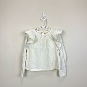 Crewcuts Long Sleeve Ivory Ruffle Top XS 4T/5T