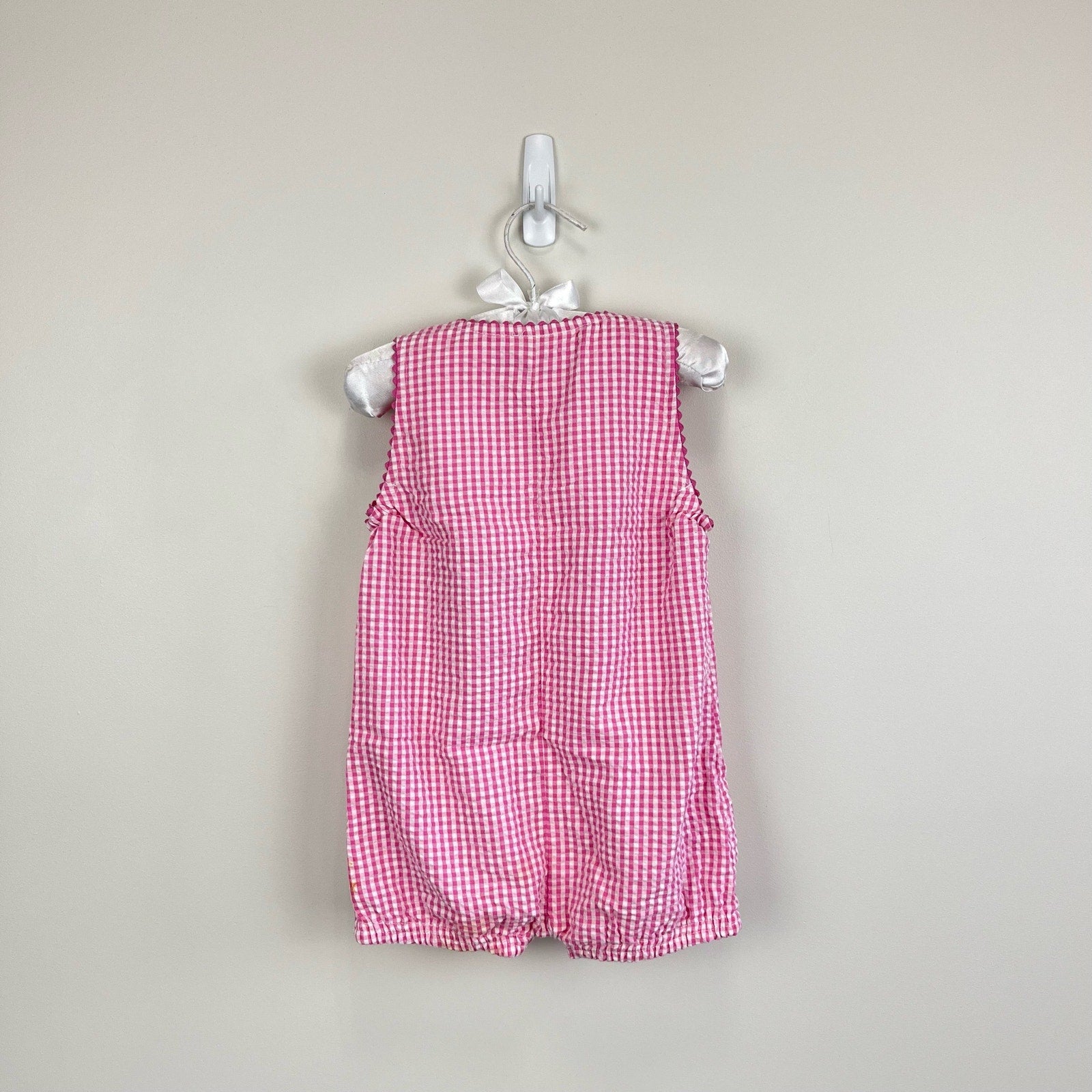 Vintage OshKosh B'gosh Pink Plaid Bunny Romper 18 Months