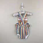 Load image into Gallery viewer, Vintage Fisher Price Kidswear Rainbow Stripe Sailor Bear Sunsuit Romper 12 Months
