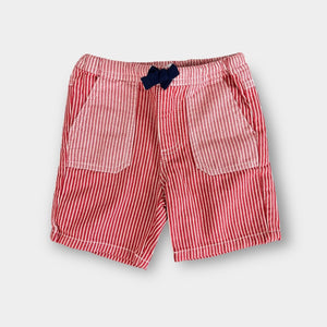 Mini Boden Marine Ticking Stripe Red Shorts 6-12 Months NWT