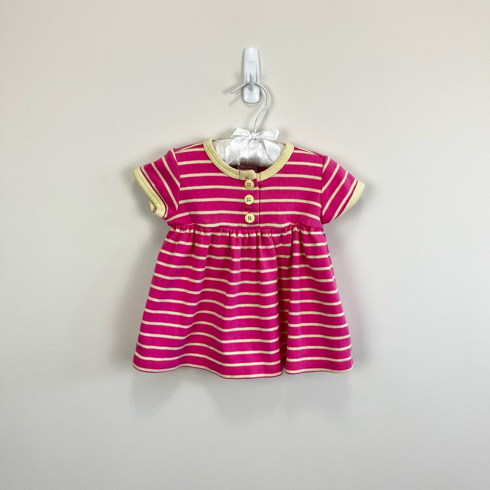 Hanna Andersson Pink & Yellow Striped Dress 60 cm (3-6 Months)