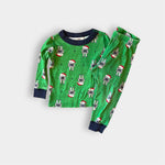 Load image into Gallery viewer, Hanna Andersson Green Santa Robot Long John Pajamas 80 cm 18-24 Months
