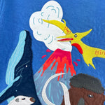 Load image into Gallery viewer, Mini Boden Graphic Crew Sweatshirt Elizabethan Blue Animals Applique 8-9
