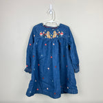 Load image into Gallery viewer, Mini Boden Logo Woven Embroidered Dress Mid Vintage Denim 5-6
