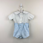 Load image into Gallery viewer, Vintage Monday's Child Blue Stripe Buster Suit Romper 24 Months USA
