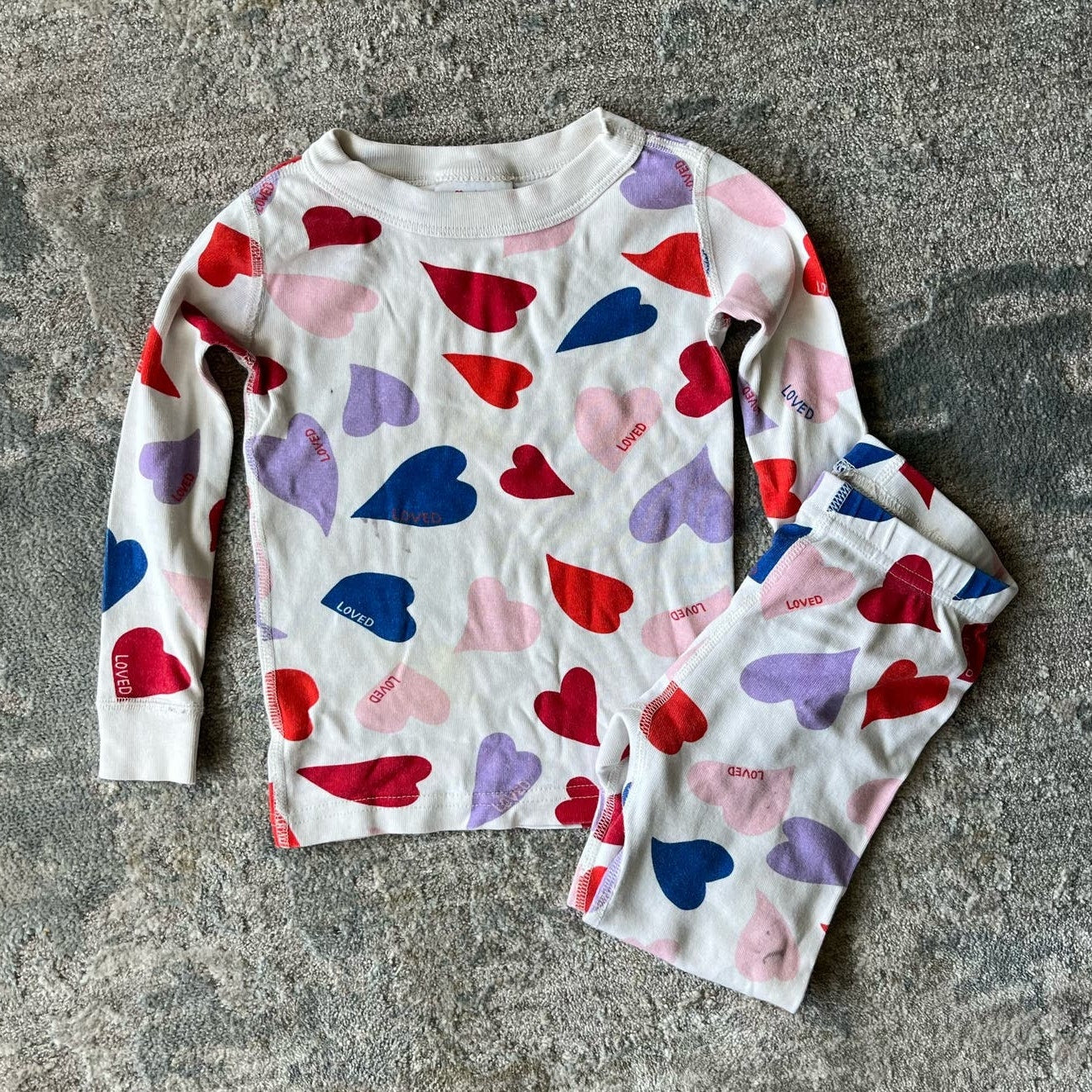 Hanna Andersson Loved Heart Print Pajamas 90 cm 3T