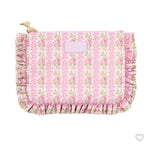 Load image into Gallery viewer, LoveShackFancy Blooming Heirloom Zip Pencil Case Ruffles Strawberry Macaroon NWT

