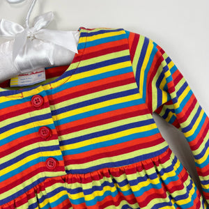 Hanna Andersson Long Sleeve Rainbow Striped Play Dress 80 cm 18-24 Months