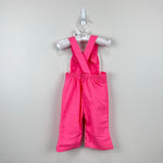 Load image into Gallery viewer, Vintage Pink Cat Lace Ruffle Overalls 12 Months USA
