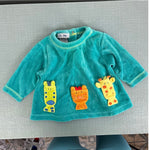 Load image into Gallery viewer, Vintage Y2K Le Top Zoo Friends Stripe Polka Dot Velour Outfit 3 Months
