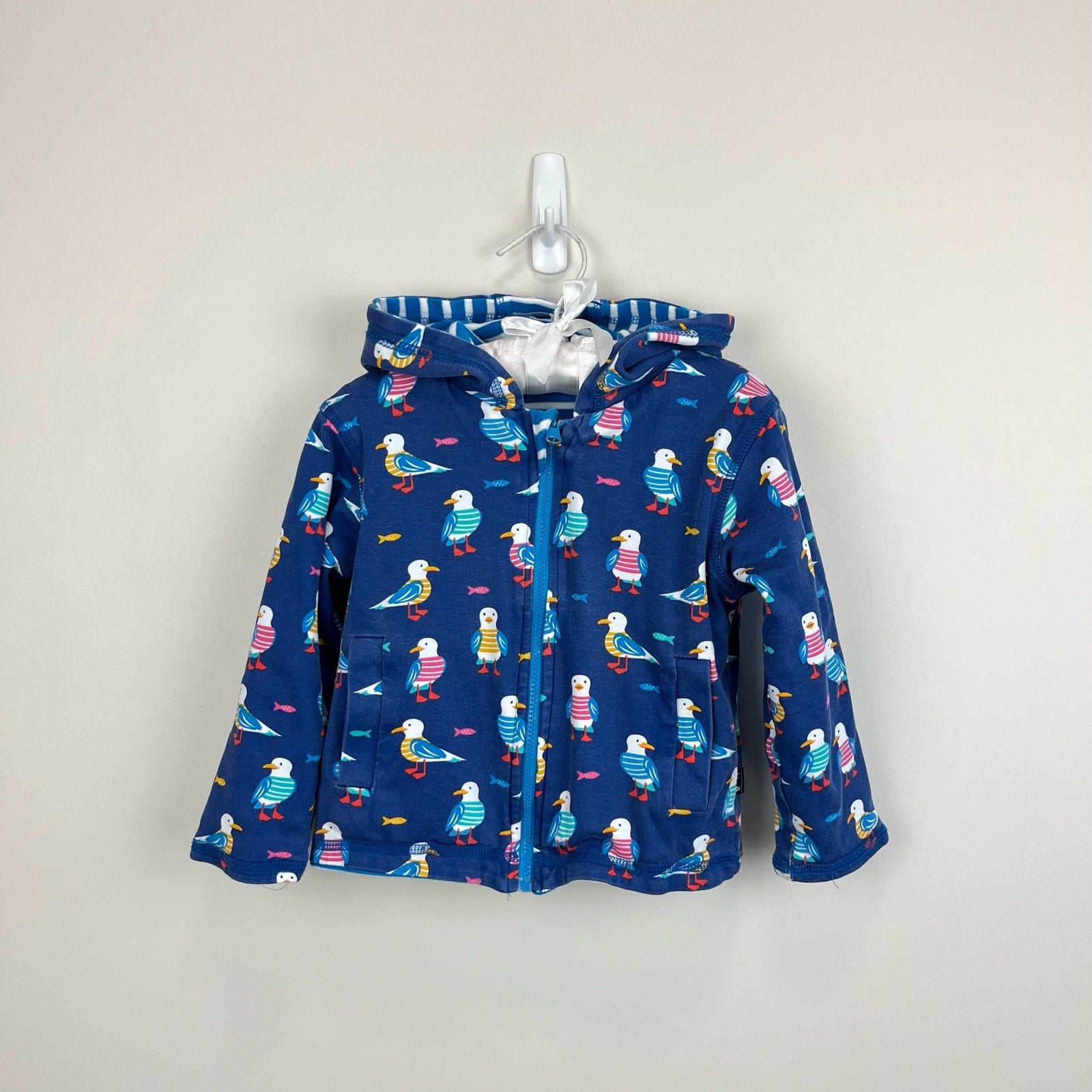 JoJo Maman Bebe Applique Seagull Reversible Hoodie 18-24 Months