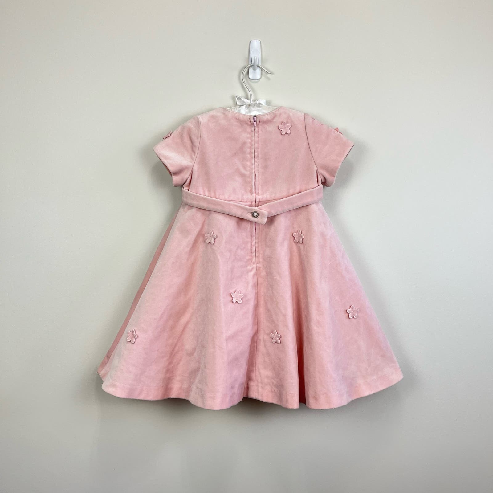 Florence Eiseman Girls Pink Velvet Flower Dress 3T