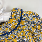 Load image into Gallery viewer, Busy Bees Yellow Blue Floral Ruffle Blouse 24 Months
