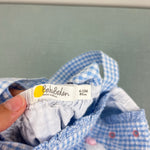 Load image into Gallery viewer, Mini Baby Boden Blue Gingham Applique Bunny Ruffle Sunsuit Romper 6-12 Months
