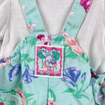 Load image into Gallery viewer, Vintage OshKosh B'gosh Green Floral Ballet Co Bunny Ruffle Overalls Set 3-6 Months USA
