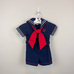 Load image into Gallery viewer, Vintage Navy Blue Sailor Suit Romper 18 Months
