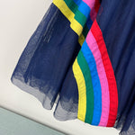 Load image into Gallery viewer, Mini Boden Velvet Bodice Tulle Dress College Navy Rainbow 3-4
