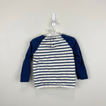 Load image into Gallery viewer, Mini Boden Navy Striped Royal Sprout Long Sleeve Applique T-Shirt 6-12 Months
