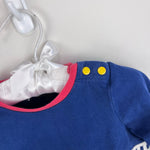 Load image into Gallery viewer, Mini Boden Fire Truck Applique T-Shirt Beacon Blue Fire Engine 6-12 Months
