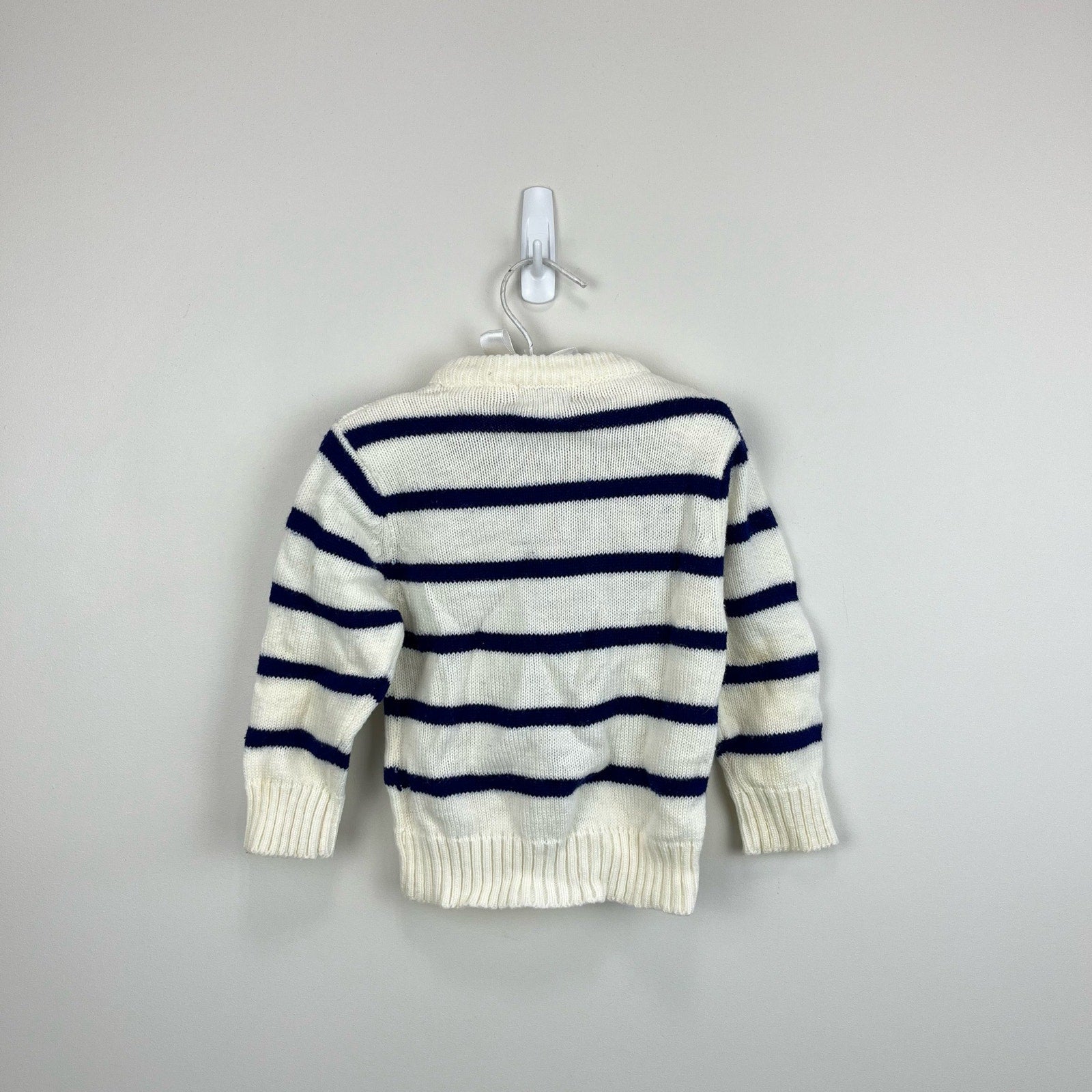 Vintage Tokens II Navy Striped Knit Flower Sweater 3T