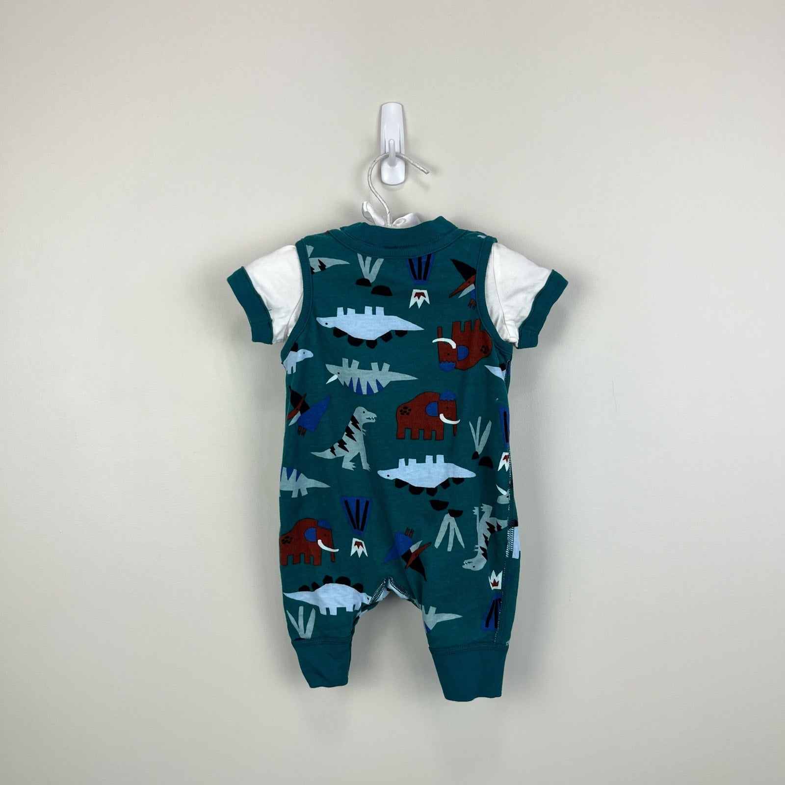 Hanna Andersson Baby Print Overalls & T-Shirt Set Green Dino 0-3 Months