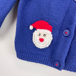 Load image into Gallery viewer, Mini Baby Boden Starboard Blue Santa Cardigan Sweater 3-6 Months
