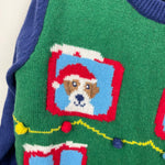 Load image into Gallery viewer, Mini Boden Festive Graphic Crew Sweater Highland Green Sprout House 6-7
