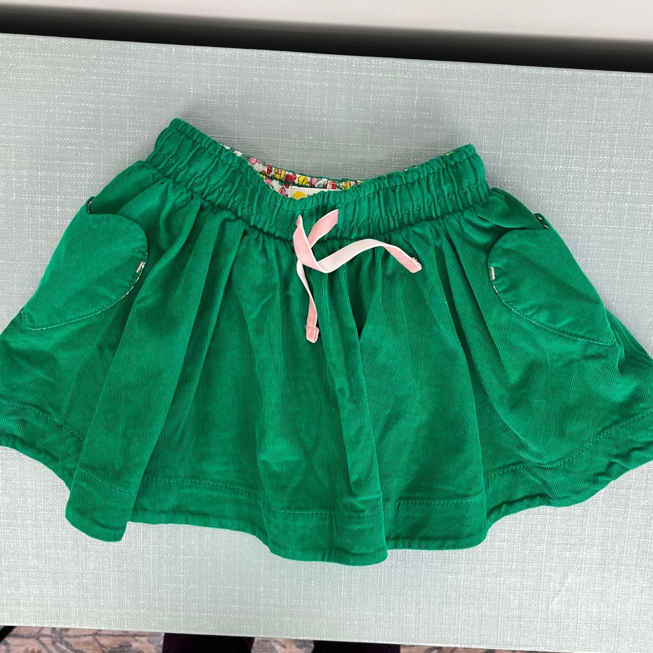 Mini Boden Woven Twirly Skirt Green Corduroy 2-3 NWOT