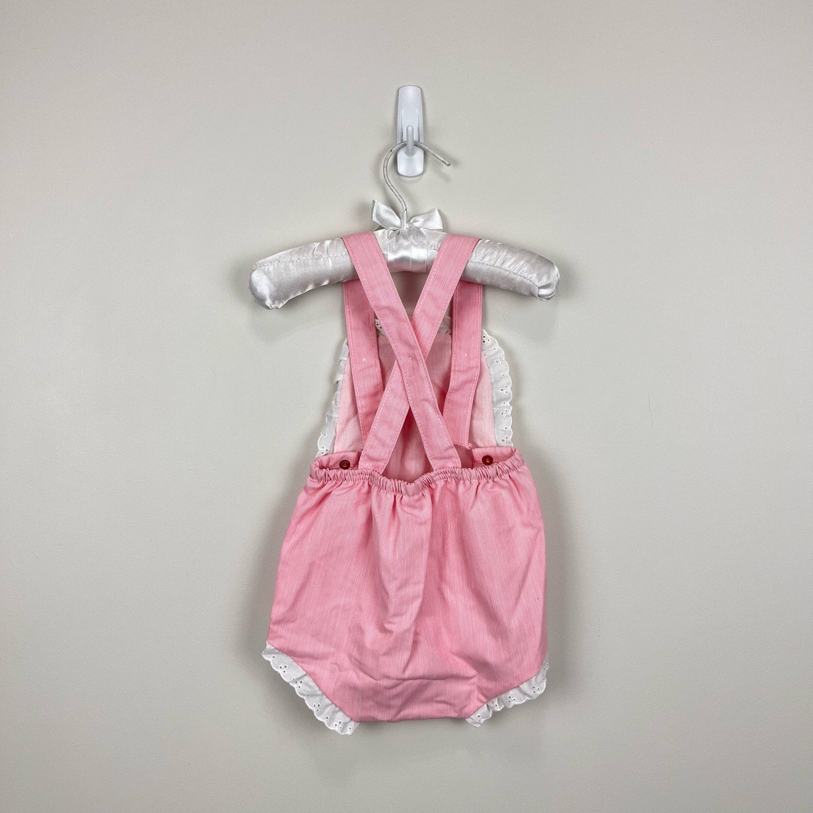 Vintage Healthtex Pink Ruffle Sun Suit Romper 9 Months USA