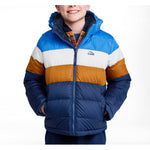 Load image into Gallery viewer, L.L. Bean Kids Down Jacket Colorblock Blue Yellow Citron M 10/12
