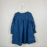 Load image into Gallery viewer, Mini Boden Logo Woven Embroidered Dress Mid Vintage Denim 5-6
