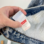 Load image into Gallery viewer, Vintage Levi's Acid Wash Sherpa Lined Orange Tab Denim Jacket 6 USA
